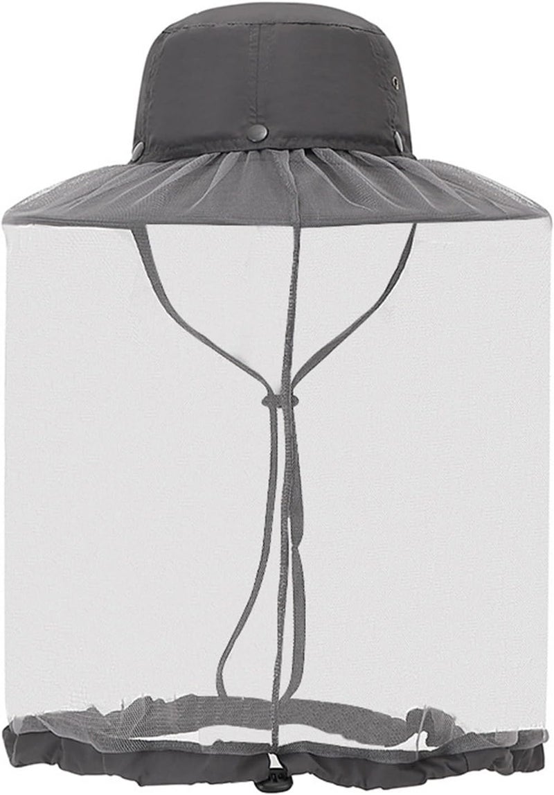 Zhula Mosquito Sun Hat with Net, Concealable Mesh, Drawstring Adjustable Skirt and Wind Cord, for Fishing Beekeeping Gardening - Image 1